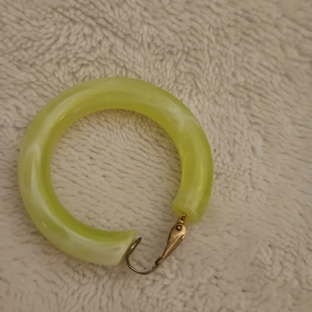 Vintage Six Single Lime Green Dangle Hoop Seashell Earring Collection